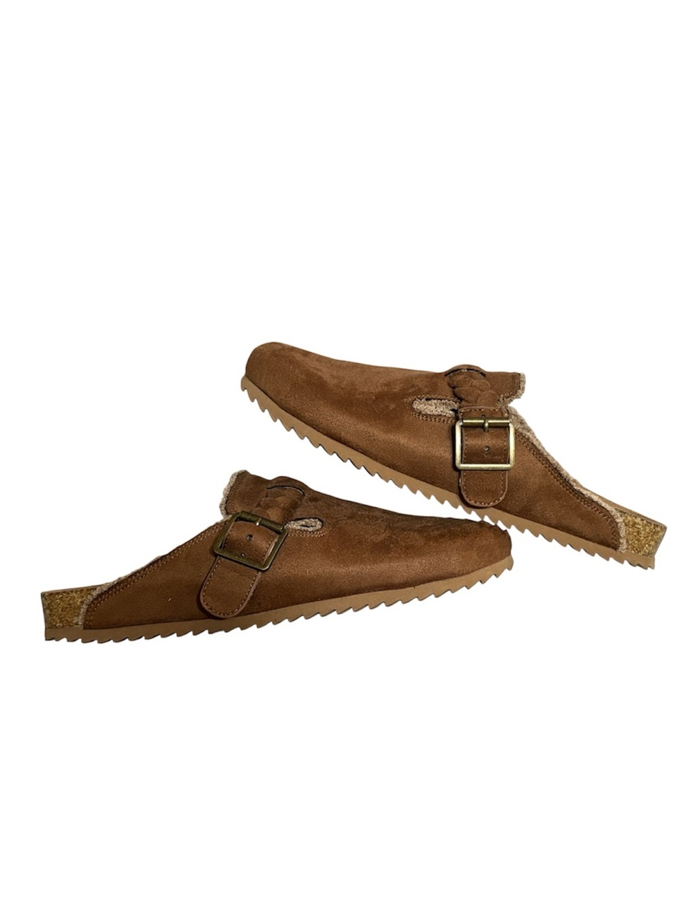 Very G Brown Suede Braided Buckle Slide Clogs - Picture 8 of 9